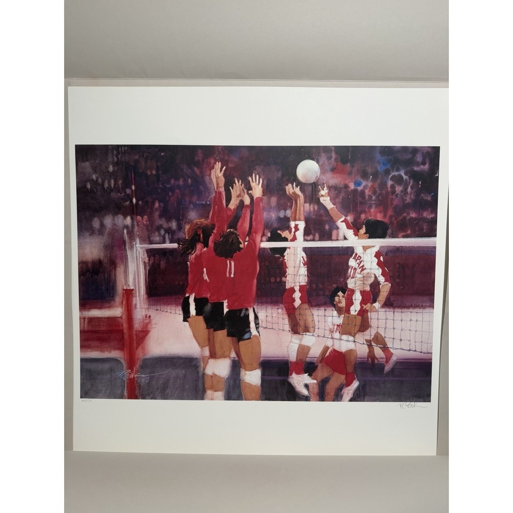 VTG Limited edition lithograph, Volleyball, 1983 Olympics, Robert Peak 99/550